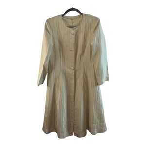 AS-HRO Vintage Jacket With Dress Womens Size 12 Tan Ribbed Long Sleeve Button Up